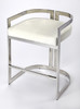 Clarence Silver & White Faux Leather Counter Stool