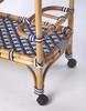 Selena Blue & White Rattan Bar Cart