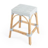 Robias  24.5" Twilight Blue & White Rectangular Rattan Counter Stool