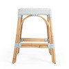 Robias  24.5" Twilight Blue & White Rectangular Rattan Counter Stool