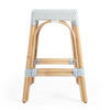 Robias  24.5" Twilight Blue & White Rectangular Rattan Counter Stool