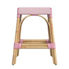 Tobias 24.5" Rattan White And Pink Counter Stool