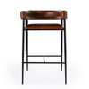 Dallas Brown Leather And Iron Cushioned Bar Stool
