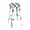 Tobias 30" Navy & White Round Rattan Bar Stool