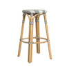 Tobias 30" Damask Grey Striped Round Rattan Bar Stool