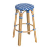 Tobias 30" Sky Blue Round Rattan Bar Stool