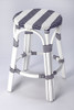 Tobias 24" Blue & White Rattan Round Counter Stool