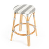 Tobias 24" Grey & White Rattan Round Counter Stool