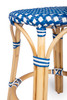 Tobias 24" Blue & White Rattan  Round Counter Stool