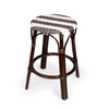 Tobias 24" Dark Brown & White Rattan Round Counter Stool