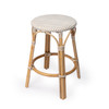 Tobias 24" Beige & White Rattan  Round Counter Stool