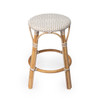 Tobias 24" Beige & White Rattan  Round Counter Stool