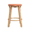 Tobias 24" Orange And White Rattan Round Counter Stool