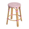 Tobias 24" White And Pink Rattan Round Counter Stool