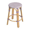 Tobias 24" White And Purple Rattan Round Counter Stool