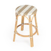 Tobias  24" Beige & White Rattan  Round Counter Stool