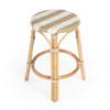 Tobias  24" Beige & White Rattan  Round Counter Stool