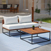 Taradale Outdoor Coffee Table And Modular Loveseat Set – 2pc