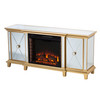 Toppington Mirrored Electric Fireplace – Gold