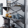 Bexfield Bakers Rack -  Modern Farmhouse Style - Gunmetal Gray W/ Natural Pine