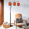 Nova of California Layers 86" Natural Mica 3 Light Arc Lamp In Charcoal Gray And Gunmetal With Dimmer Switch 3-Light