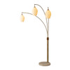 Nova of California Santa Clara 24" Bone Porcelain 3 Light Arc Lamp In Weathered Brass And Walnut With 4-way Rotary Switch 1-Light