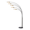 Nova of California Newport 91" 5 Light Arc Lamp In Gunmetal And Brushed Brass Accents With Dimmer Switch