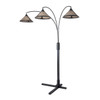 Nova of California Natural Mica 86" 3 Light Arc Lamp In Charcoal Gray And Gunmetal With Dimmer Switch