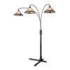 Nova of California Natural Mica 86" 3 Light Arc Lamp In Charcoal Gray And Gunmetal With Dimmer Switch