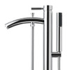 Taron Modern-style Bathroom Tub Filler Faucet (floor-mounted) In Polished Chrome