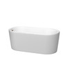 Ursula 59 Inch Freestanding Bathtub In Matte White With Brushed Nickel Drain And Overflow Trim