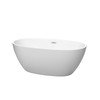 Juno 59 Inch Freestanding Bathtub In Matte White With Polished Chrome Drain And Overflow Trim