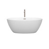 Juno 59 Inch Freestanding Bathtub In Matte White With Floor Mounted Faucet, Drain And Overflow Trim In Brushed Nickel