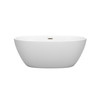 Juno 59 Inch Freestanding Bathtub In Matte White With Brushed Nickel Drain And Overflow Trim