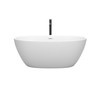 Juno 59 Inch Freestanding Bathtub In Matte White With Shiny White Trim And Floor Mounted Faucet In Matte Black