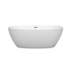 Juno 63 Inch Freestanding Bathtub In Matte White With Brushed Nickel Drain And Overflow Trim