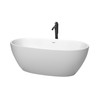 Juno 63 Inch Freestanding Bathtub In Matte White With Shiny White Trim And Floor Mounted Faucet In Matte Black