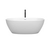 Juno 63 Inch Freestanding Bathtub In Matte White With Shiny White Trim And Floor Mounted Faucet In Matte Black