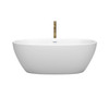 Juno 63 Inch Freestanding Bathtub In Matte White With Shiny White Trim And Floor Mounted Faucet In Brushed Gold