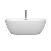 Juno 67 Inch Freestanding Bathtub In Matte White With Polished Chrome Trim And Floor Mounted Faucet In Matte Black