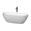 Juno 67 Inch Freestanding Bathtub In Matte White With Shiny White Trim And Floor Mounted Faucet In Matte Black