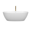 Juno 67 Inch Freestanding Bathtub In Matte White With Shiny White Trim And Floor Mounted Faucet In Brushed Gold