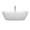 Juno 71 Inch Freestanding Bathtub In Matte White With Polished Chrome Trim And Floor Mounted Faucet In Brushed Gold