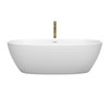 Juno 71 Inch Freestanding Bathtub In Matte White With Shiny White Trim And Floor Mounted Faucet In Brushed Gold