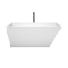 Hannah 59 Inch Freestanding Bathtub In White With Floor Mounted Faucet, Drain And Overflow Trim In Brushed Nickel