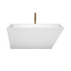 Hannah 59 Inch Freestanding Bathtub In White With Shiny White Trim And Floor Mounted Faucet In Brushed Gold