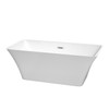 Tiffany 59 Inch Freestanding Bathtub In White With Polished Chrome Drain And Overflow Trim