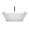 Tiffany 59 Inch Freestanding Bathtub In White With Polished Chrome Trim And Floor Mounted Faucet In Matte Black