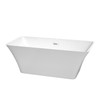 Tiffany 59 Inch Freestanding Bathtub In White With Shiny White Drain And Overflow Trim