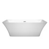 Tiffany 67 Inch Freestanding Bathtub In White With Polished Chrome Drain And Overflow Trim